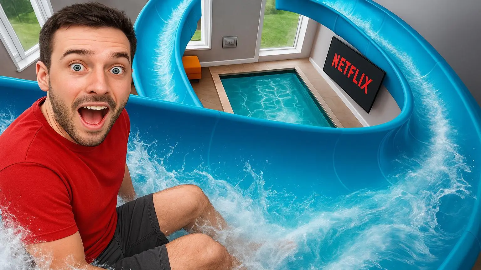 I Built a Water Slide in My House Thumbnail
